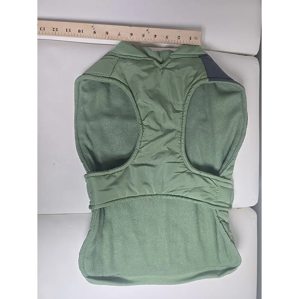 Reebok Dog Jacket Coat Fleece Quilted Olive Green Medium Pet Vest Logo